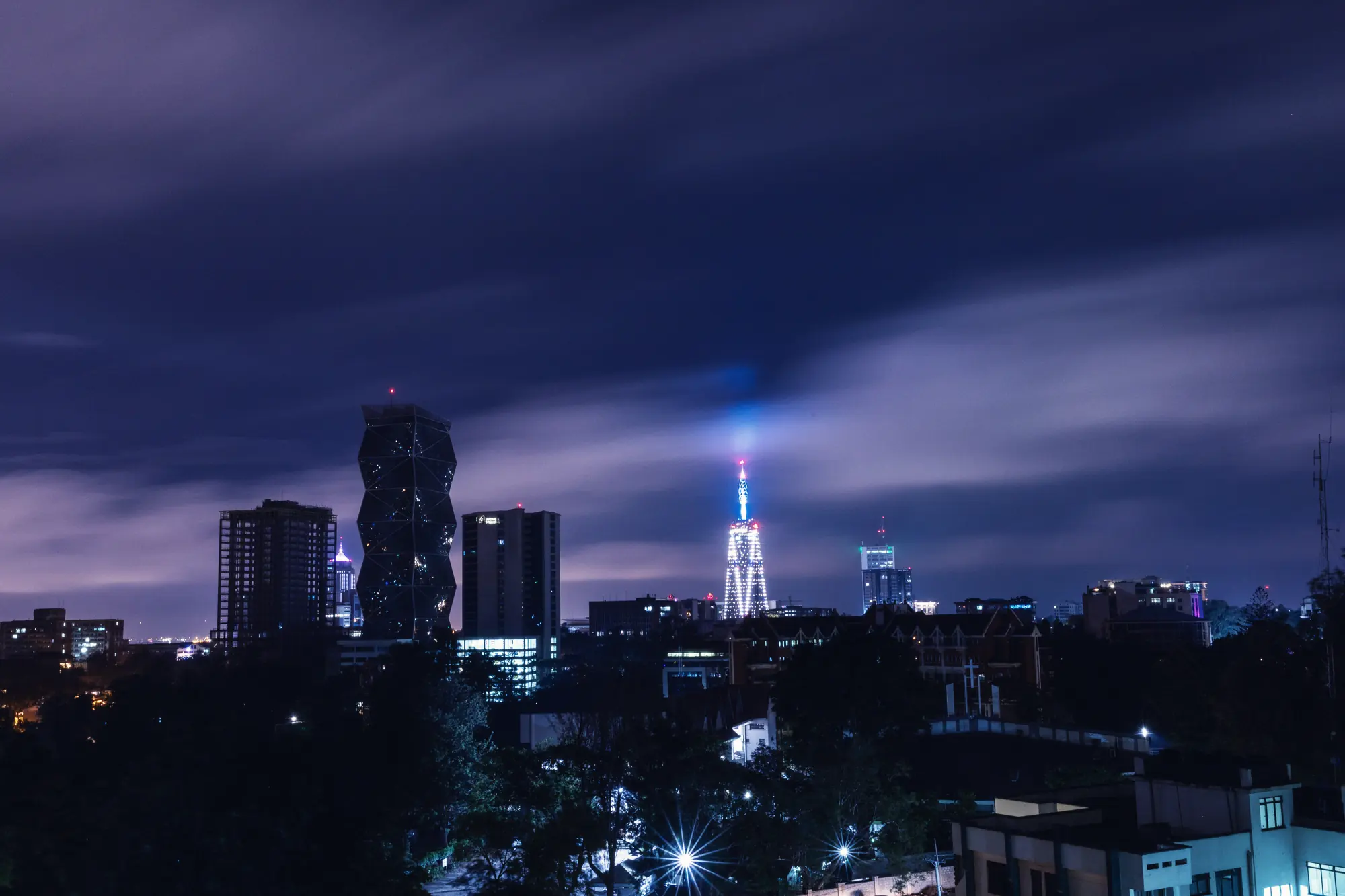 Nairobi's skyline at night